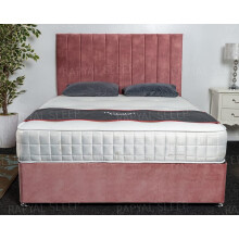 (4ft, Pink Plush) Sicily Divan Bed Set + 10" Ortho Sensation Mattress + 24" Matching Headboard