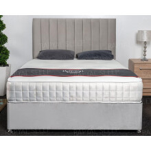 (6ft, Light silver plush) Sicily Divan Bed Set + 10" Ortho Sensation Mattress + 24" Matching Headboard