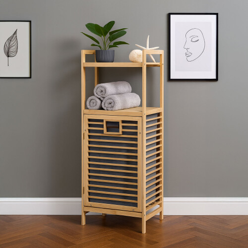 NEO Neo Bamboo Laundry Bin Hamper Basket Tilt Pull Out Basket Storage