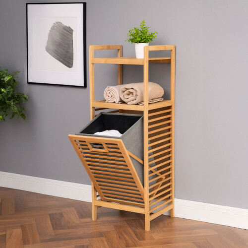 NEO Neo Bamboo Laundry Bin Hamper Basket Tilt Pull Out Basket Storage 1