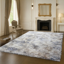 (Silver, 200x290cm (6.5ft x 9.5ft)) Shaggy Rug Soft Fluffy Carpet - Modern Living Room Bedroom Rugs - Large & Small Area Floor Mat - Anti-Slip Thick Pile