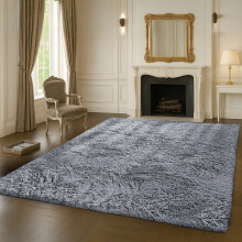 (Grey, 160x230cm (5.3ft x 7.5ft)) Shaggy Rug Soft Fluffy Carpet - Modern Living Room Bedroom Rugs - Large & Small Area Floor Mat - Anti-Slip Thick Pile