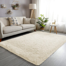 (Cream, 160x230cm (5.3ft x 7.5ft)) Shaggy Rug Soft Fluffy Carpet - Modern Living Room Bedroom Rugs - Large & Small Area Floor Mat - Anti-Slip Thick Pile