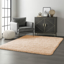 (Beige, 120x170cm (4ft x 5.5ft)) Shaggy Rug Soft Fluffy Carpet - Modern Living Room Bedroom Rugs - Large & Small Area Floor Mat - Anti-Slip Thick Pile