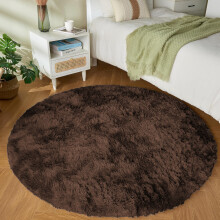 (Brown, 120x120cm (4ft x 4ft)) Shaggy Rug Soft Fluffy Carpet - Modern Living Room Bedroom Rugs - Large & Small Area Floor Mat - Anti-Slip Thick Pile