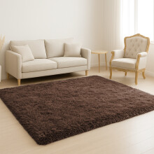 (Brown, 160x230cm (5.3ft x 7.5ft)) Shaggy Rug Soft Fluffy Carpet - Modern Living Room Bedroom Rugs - Large & Small Area Floor Mat - Anti-Slip Thick Pile
