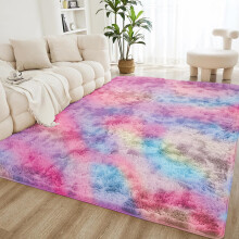 (Rainbow, 200x290cm (6.5ft x 9.5ft)) Shaggy Rug Soft Fluffy Carpet - Modern Living Room Bedroom Rugs - Large & Small Area Floor Mat - Anti-Slip Thick Pile