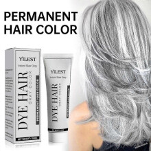 (2pcs)Silver Gray Natural Hair Dye Cream, Unisex Silver Hair Dye, Fashion Long-lasting, Non-stripping and Easy to Apply Color for All Hair Types