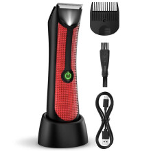 (red)Electric Bikini Trimer Shaver for Women Gentle Hair Removal Razor, Wet & Dry Grooming Cordless Hair Trimmer with LED Light for Face and Body Hair