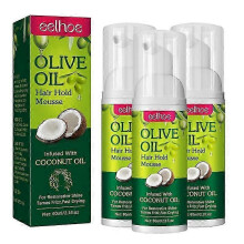 3x Hair Styling Tool Fluffy Olive Oil Shaping Cream Curly Hair Mousse Hydrating Prevent Dryness Nourishing Elastin 60ml