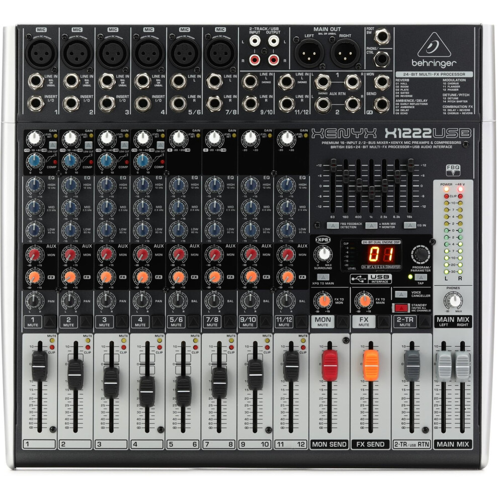 XENYX X1222USB 16-Channel Mixer with USB Audio Interface - Analog Mixer