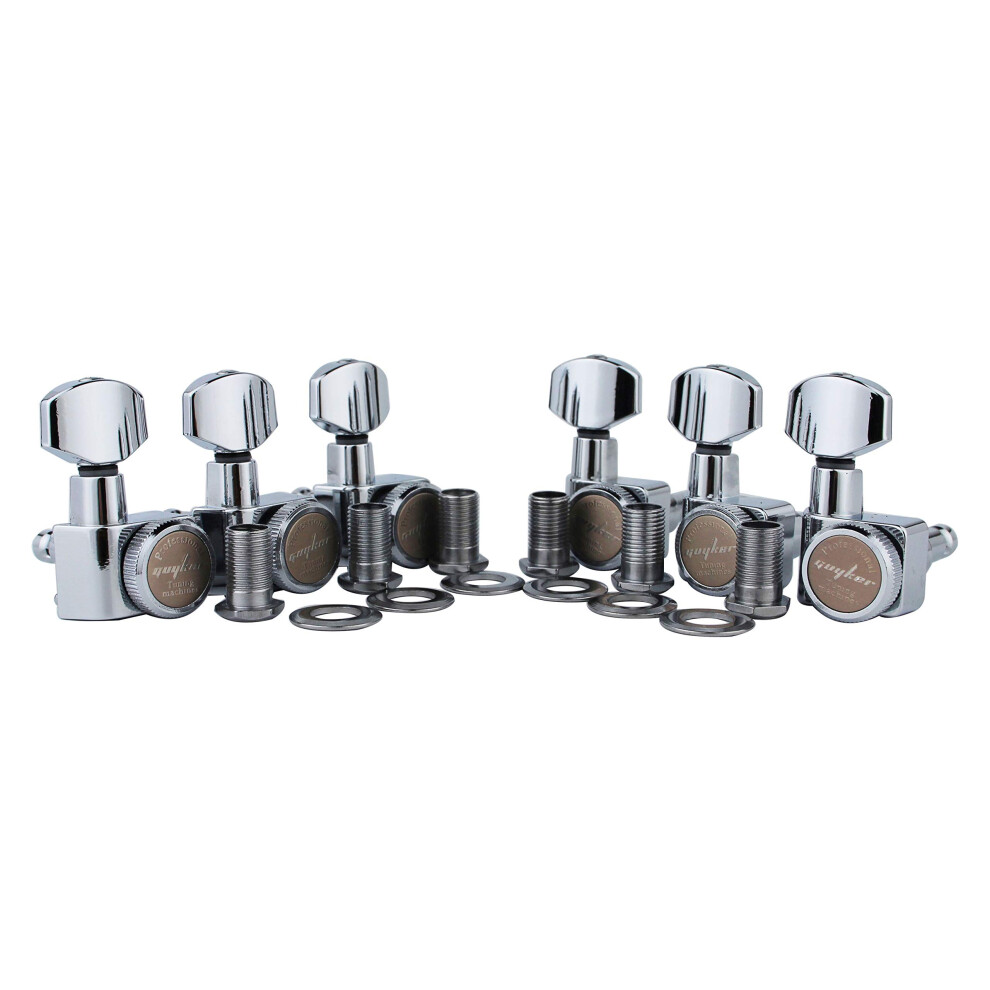 Guyker 6 In-line Guitar Locking Tuners – 1:18 Locking Tuning Key Pegs Tuners – Chrome