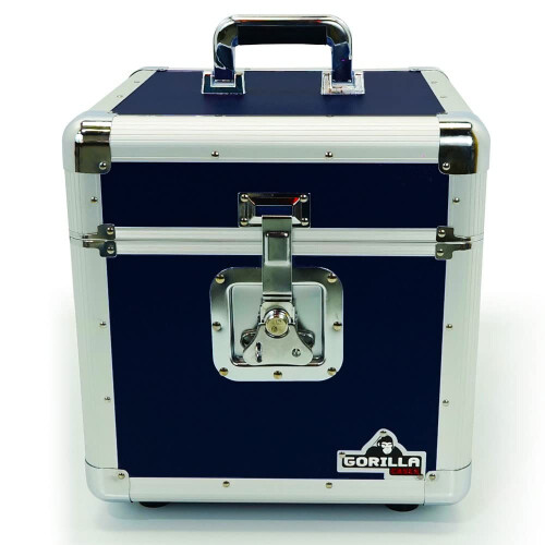 Gorilla 12" LP Vinyl Record Storage Box Flight Case Blue Holds 100pcs 1