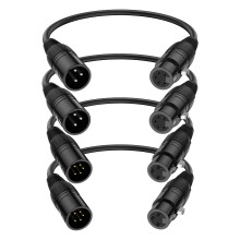 J&D XLR Cable 4-Pack, 3 Pin to 5 Pin Adapter (Male to Female & Female to Male) - DMX Microphone Cable for Audio & Stage Lighting, DMX512 Light Turnar