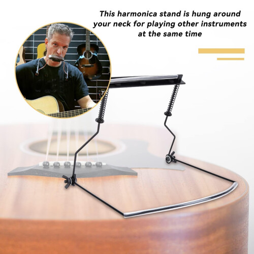 10-Holes Harmonica Support, Harmonica Holder 10 Hole Harmonica Neck Harp Holder, Adjustable Harmonica Clamp, Adjustable Metal Harmonica Neck Holder R 1
