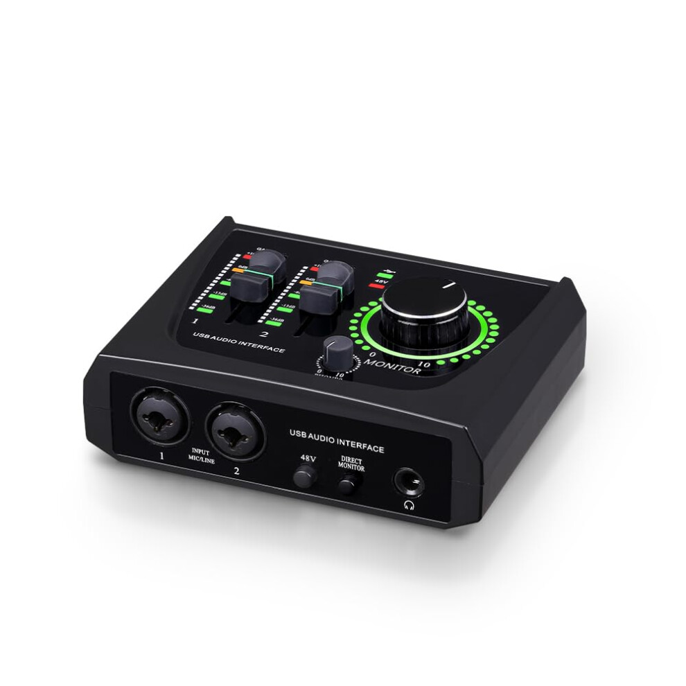 BOMGE mini 2 Channel USB Audio Interface for Recording, Streaming and Podcasting, with XLR/48V Phantom Power,Studio Quality Audio Interface for Guita