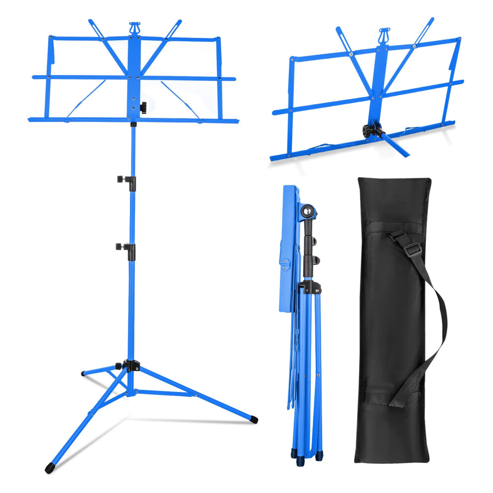 CROWNSHOP Music Stand Music Sheet Stand Heavy Metal Foldable Music Stand Adjustable Stand Base Tripod Orchestral Score Music Stand with Carrying Bag