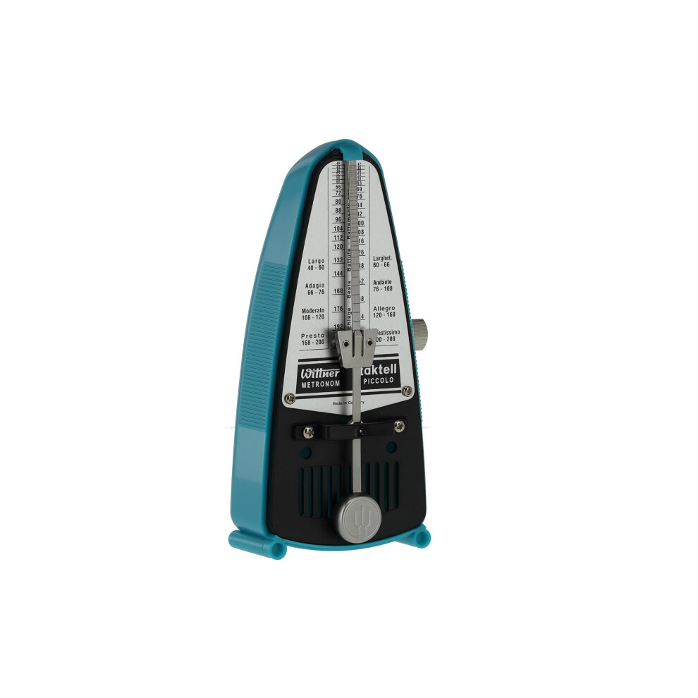 Wittner Metronome Taktell Piccolo Series 830 - Plastic casing - Without bell - Turquoise - Mechanically wound - No batteries required - Made in Germa