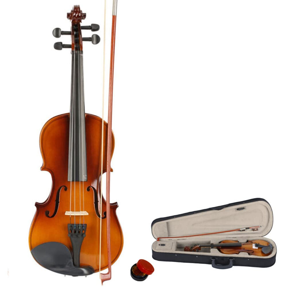 3/4 Violin, Acoustic Violin Set with Violins Case, Bow, Rosin, Violins for Beginners, Students, Kids 9-11 Years Old (Natural)