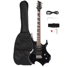 Bonnlo Electric Guitar Flame Style Design HSH Pickup for Beginner with Accessories, Bag, Strap, Tremolo Arm, Plectrum, Neck Adjustment Key, Cable (Bl