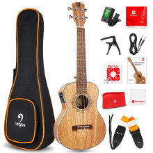 Electric Acoustic Tenor Ukulele Solid Mahogany 26" Ukelele for Starter Professionals with 2 Band EQ, Carry Bag, Practical Beginner Kits by Vangoa