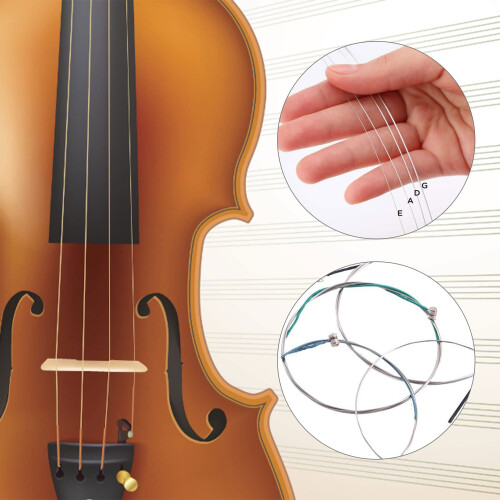 4Pcs Violin Strings,Size 4/4 and 3/4 String Universal Full Set (G D A E) Violin,String Instrument Accessories,Classic Silver Strings Steel Core with 2