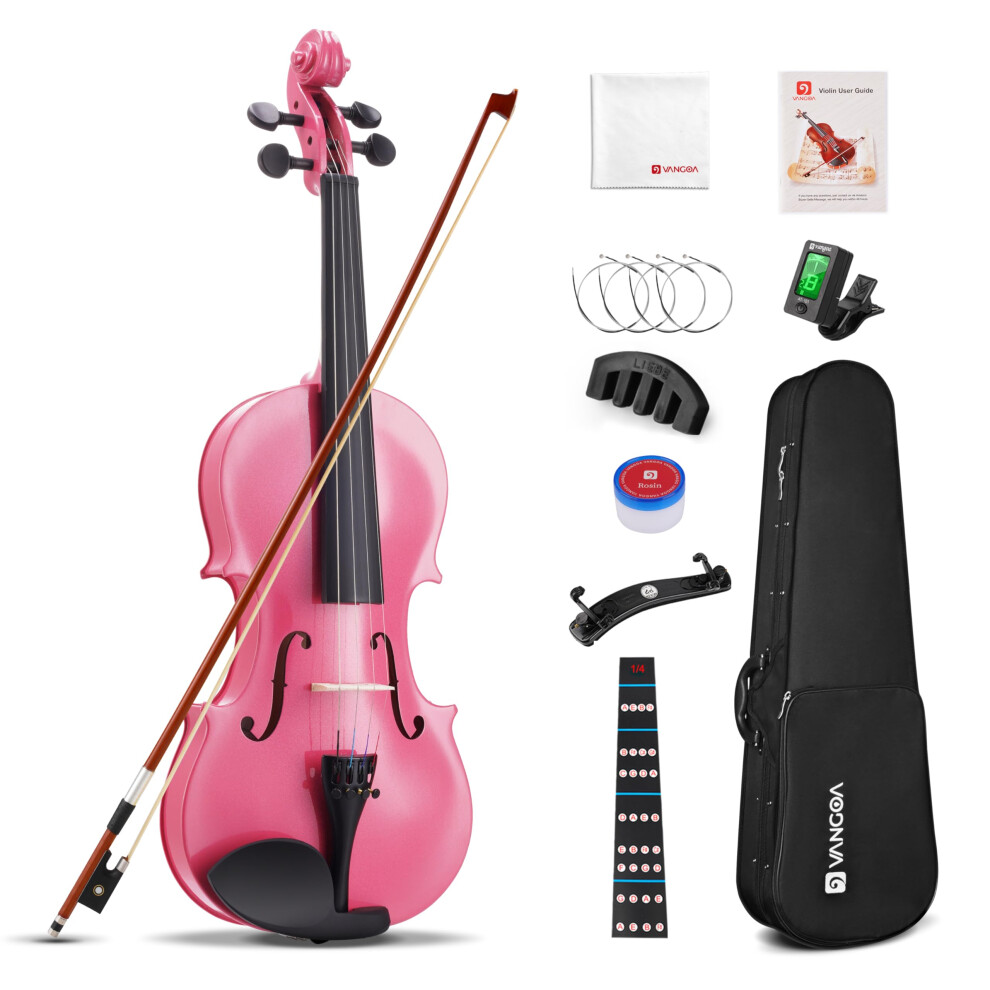 Vangoa 1/4 Violin Set Acoustic Violin Fiddle Quarter Size for Kids Beginners Students with Violin Case, Rosin, Shoulder Rest, Tuner, Strings, Violin