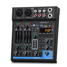 Depusheng M4 Professional Audio Mixer Sound Card Console Interface System 4 Channels USB Digital Bluetooth MP3 Computer Input 48V Phantom Power Stere