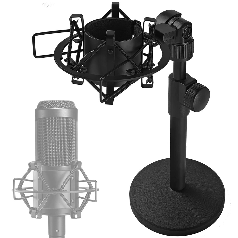 Metal Desk Mic Stand with Metal Shock Mount, Adjustable Table Microphone Stand for Audio Technica AT2020 AT2020USB+ AT2035 ATR2500x Condenser Studio