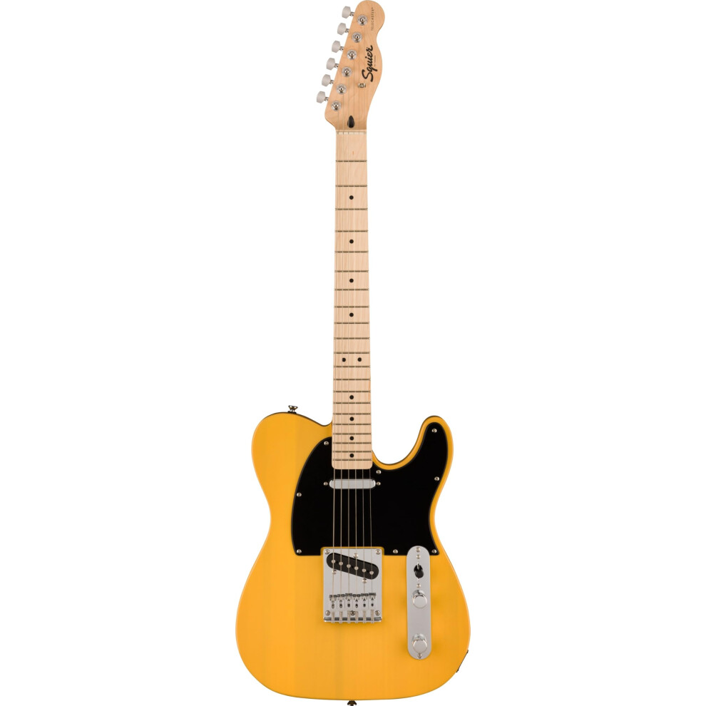 Squier by Fender Sonic Telecaster Electric Guitar, Maple Fingerboard, Black Pickguard, Butterscotch Blonde, Comes with Free Virtual Lessons