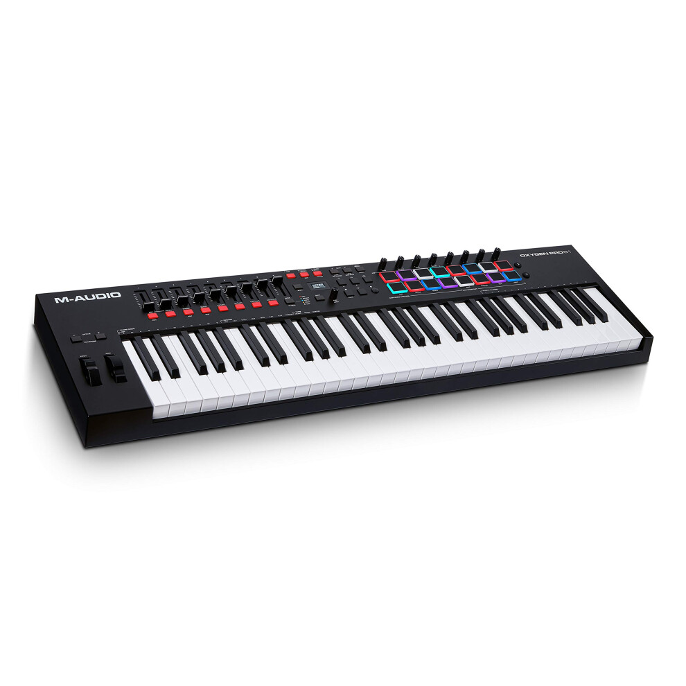 M-AUDIO Oxygen Pro 61 - 61 Key USB MIDI Keyboard Controller With Beat Pads, MIDI-assignable Knobs, Buttons and Faders and Native Instruments Sound Pa