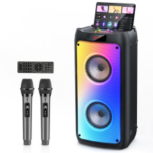 JYX Karaoke Machine with 2 Wireless Microphones, Portable Bluetooth Speaker for Adults & Kids, Big Party PA System with Disco Lights for Gatherings,