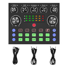 V8S Podcast Recording Equipment with Voice changer Podcast Mixer Sound Card DJ Audio Mixer Interface for PC Game Live Streaming etc