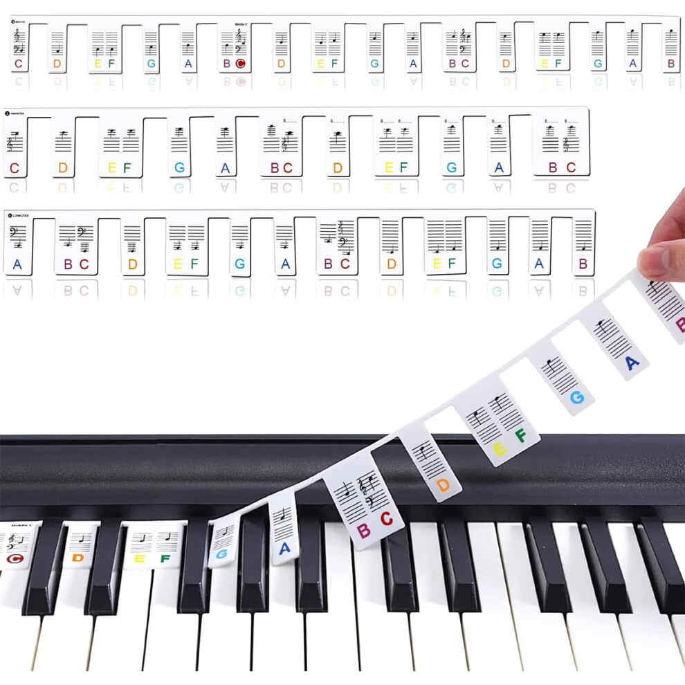 Removable Piano Keyboard Note Labels Piano Notes Guide Labels Silicone Piano Key Music Notes Letter Label For Beginners 88 Key Full Size Reusable No 3091874778925
