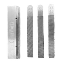 Laroal 4PCS Guitar Nut File Set Round Slot Guitar Fret Wire Replacement Filing Leveling Tool Nut Slotting File Kit Wood Guitar Tools 95g with Polishi