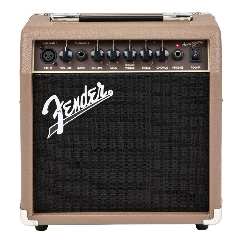 Fender Acoustasonic 15, Combo Guitar Amp, 15W, Suitable For Acoustic Guitar, Brown