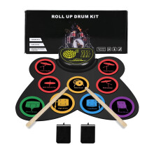 Lychee Electronic Drums Set Foldable, 9 Pads Roll-Up Stereo Electronic Drum Kit Built-in Speaker Drum Support External Connection, Great Holiday Xmas