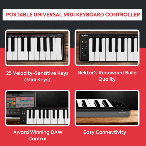 Nektar SE25 USB MIDI Keyboard Controller, Black, 25 Mini Keys 1