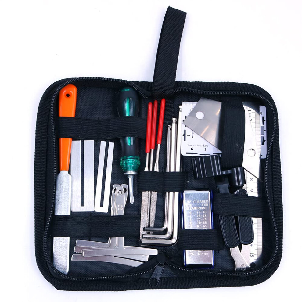 Alnicov Guitar Repairing Tools Kit,25Pcs Guitar Setup Kit Including String Ruler Gauge Measuring Tool Hex Wrench Files Fingerboard Guard Understring-image-OPC-PJZG2VK-NEW