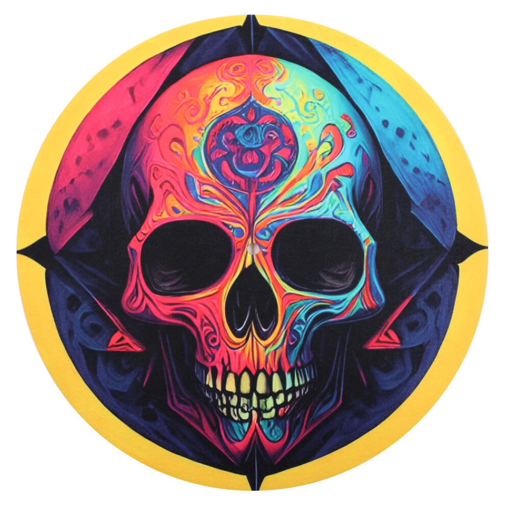 Turntable Platter Mat Felt Skull Pattern 12 Inches Anti-Static Slip Mat Reduces Vibrations And Improved Sound Clarity For Lp Turntable Record Player 6083790013850