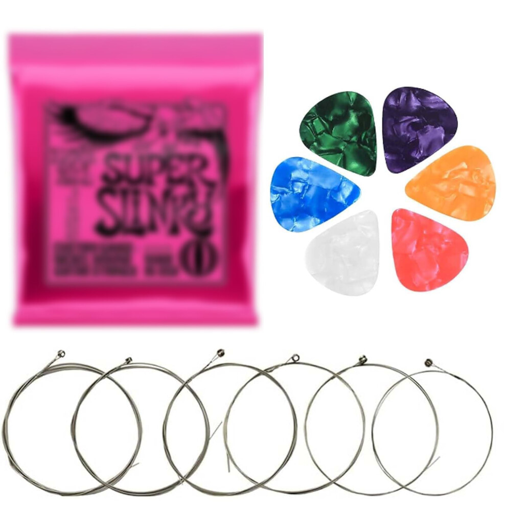 6 Pcs Electric Guitar Strings, Guitar Strings Electric, Plectrum Electric Guitar Strings Set Brilliant Sound Strings for Electric Guitar Coated with