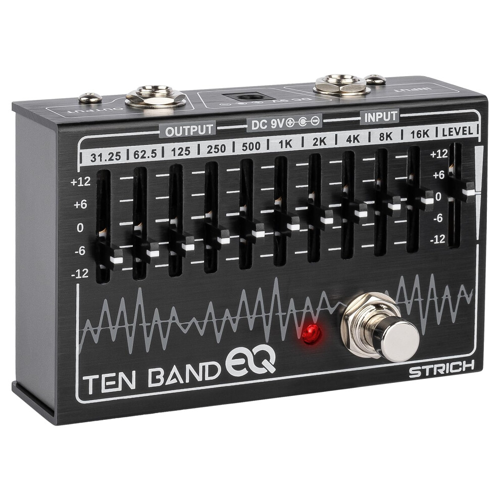 STRICH EQ Pedal for Electric Guitar, 10-Band Equalizer Effects Pedal, Equalizer for Guitar and Bass, 10 Frequency Bands (31.25Hzâ16kHz) with 12dB Ga