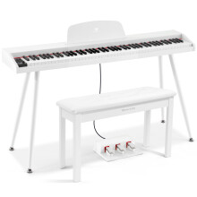 MUSTAR 88 Key Piano Keyboard with Piano Bench, Digital Piano 88 Semi Weighted Keys, Portable Electric Piano with Storage Stool, 3 Pedals, Built-In Sp