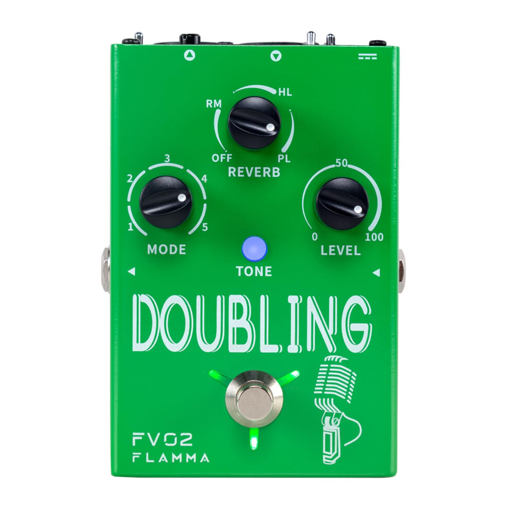 FLAMMA FV02 Vocal Processor Doubling Effects Pedal Voice Duplicate Vocal Effects Stompbox Mic Amplifier with Reverb Chorus Effects Support Multiple V