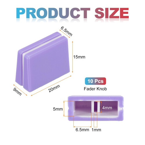 sourcing map Universal Fader Knobs, Purple Mixer Fader Caps Slider Potentiometer Replacement Plastic for DJ Controller Mixer Console, 10 Pack 1