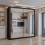 (Black, 90cm) Double Mirror Sliding Door Wardrobe with Shelves 1