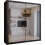 (Black, 203cm) Double Mirror Sliding Door Wardrobe with Shelves 2