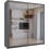 (Grey, 203cm) Double Mirror Sliding Door Wardrobe with Shelves 2