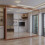 (Walnut, 250cm) Double Mirror Sliding Door Wardrobe with Shelves 1