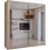 (Oak, 90cm) Double Mirror Sliding Door Wardrobe with Shelves 2